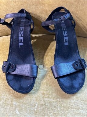 Black suede sandals by Diesel , size 6 1/2